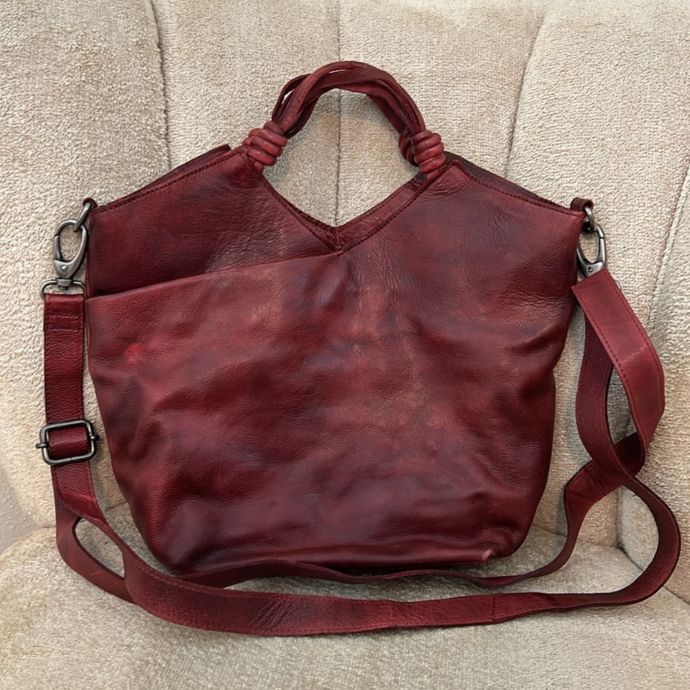 Latico Leather Nash Tote Crossbody Bag in Oxblood Red Full Grain Leather - Picture 2 of 10